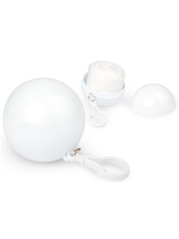 Bola plastica con capa Impermeable con mosqueton - Blanco