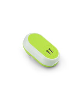 Cargador de Pared Doble Puerto USB Charger Light en ABS - Verde Limon