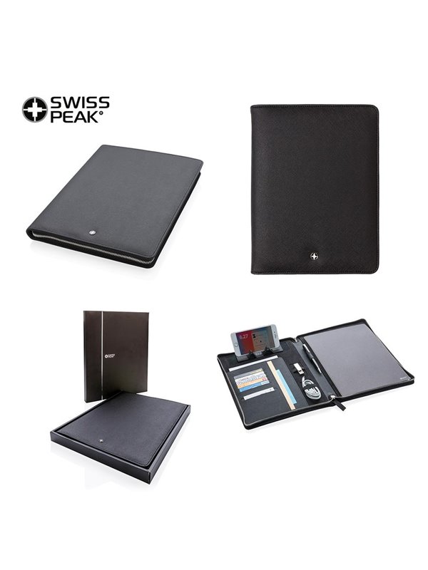 Carpeta Folder Swisspeak A4 Cierre De Cremallera - Negro